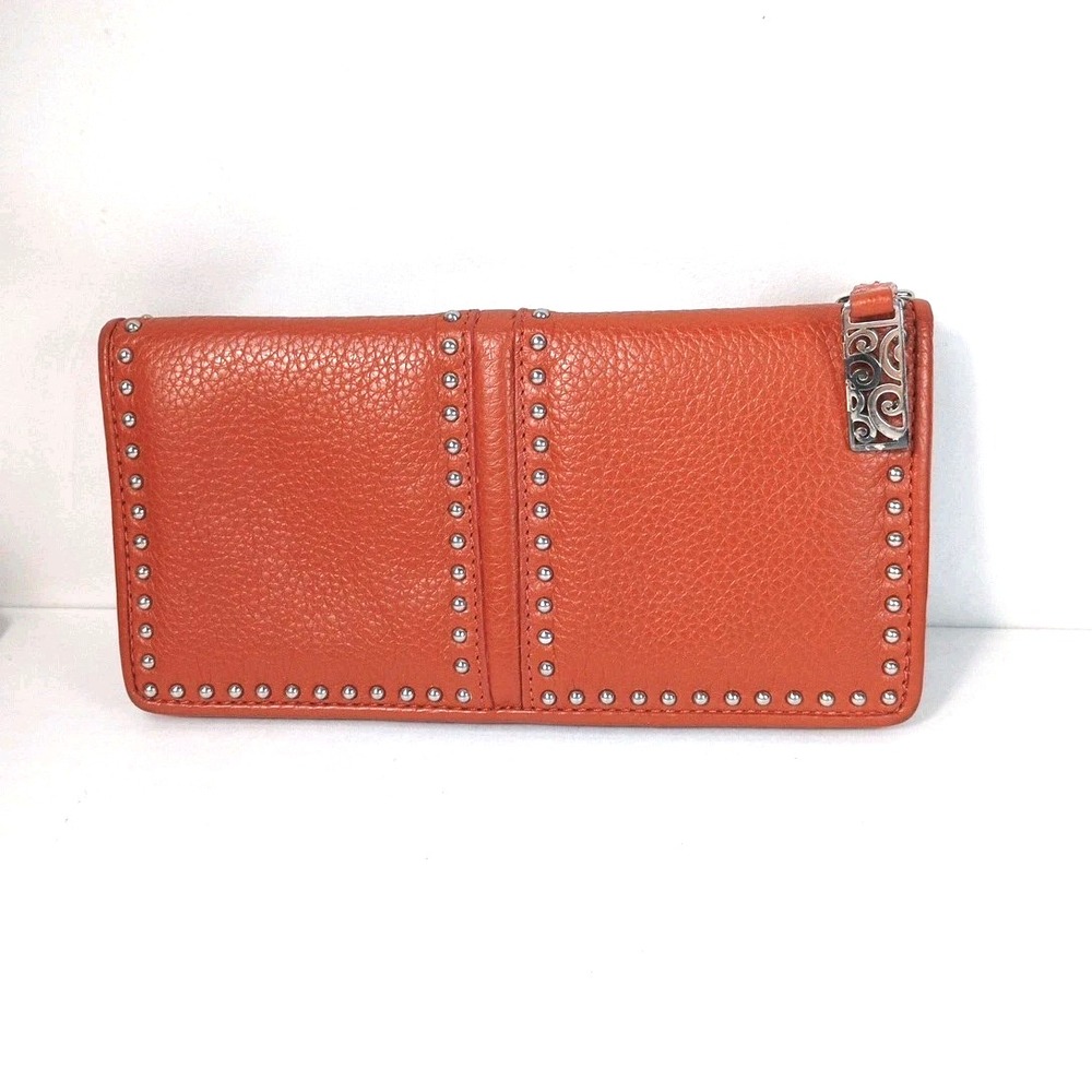 Brighton Pretty Tough Orange Leather Silver Studded Travel Organizer Wallet